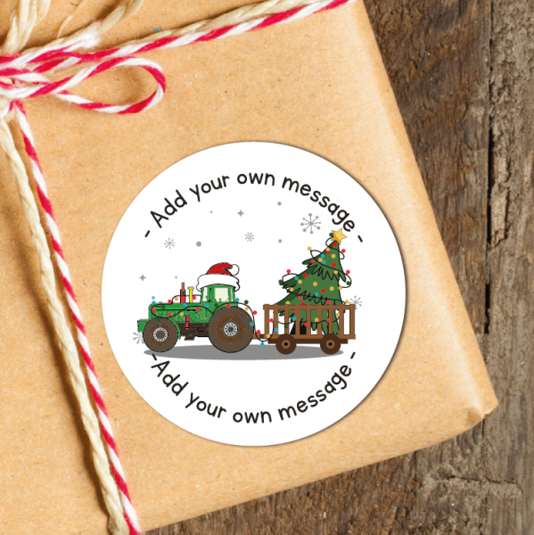 24 Personalised Christmas Stickers Tractor